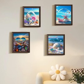 KMFYMPT 5D Diamond Painting, 4 Stück Kristall Herz Diamant Painting Bilder Strand Sonnenuntergang Diamond Art Erwachsene Full DIY Diamant Kunst Malerei Stickerei Set für Wand Décor 30 x 40 cm