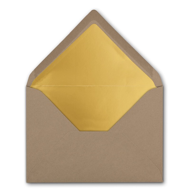 50 x metallic gold lined envelopes DIN C5, cappuccino (brown)
