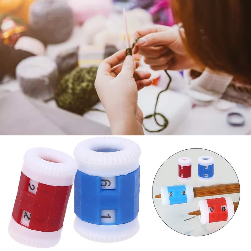 Puco 10pcs Plastic Mini Crochet Knitting Needle Row Counter Round