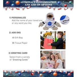 DolliBu Sloth Astronaut Plush Toy - Super Soft Wild Life Astronaut Stuffed Animal with Space Helmet and NASA Astronaut Suit, Spaceman Doll Decor for Girls and Boys with Personalization - 7.5 Inch