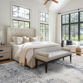 Domitapis Area Rug 5×7, Vintage Boho Rug,Ultra-Soft Low Pile, Washable, Non Slip,Stain Resistant Printed Carpet for Living Room Bedrooms Playroom Office Kitchen, Blue/Abstract