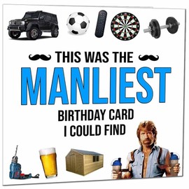 Manliest Birthday Card - Funny Birthday Card For Men - Manly Birthday Card For Dad Friend Brother Masculine Funny Mens Chuck Norris Birthday Card