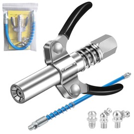 ARTOSHIN 1PCS Grease Gun Coupler, Strong Lock on Grease Gun Couplers, 12000 PSI Quick Release Grease Coupler with 18" Spring Flex Hose, Compatible with All Grease Guns 1/8" NPT Grease Gun Fitting