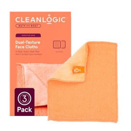 Cleanlogic Paño facial exfoliante de doble textura colores surtidos, 3 unidades