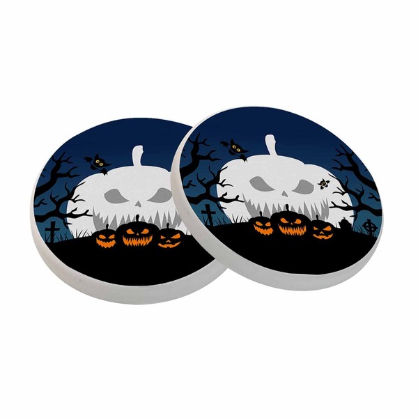 oFloral Halloween Coasters for Drinks Graveyard Pumpkin Light Evil Smile
