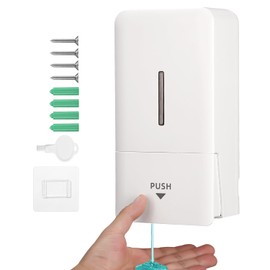 Zaxiva 800 ml Wall Mounted Soap Dispenser, Manual Liquid Soap Dispenser, No Drilling, Ideal for Commercial Bathrooms, Use with Disinfectants and Hand Soaps, ABS White, Large Capacity