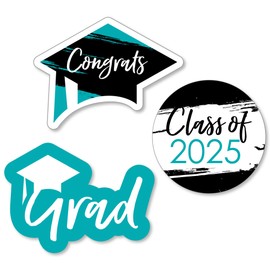 Big Dot of Happiness Teal 2024 Graduation Party - DIY Shaped Cut-Outs - 24 Count