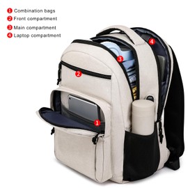 LIBENED Backpack for Women Men, School Backpacks for Teens Boys and Girls, Laptop Mochila with USB Charging Port, 15.6 Inch Water Resistant Backpack for Work, College, Grey