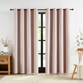 Pink Blackout Curtains 72 Inches Long for Living Room, Pale Pink Blackout Window Drapes for Bedroom Girls Nursery Thermal Insulated Linen Textured Noise Reducing Curtain Panels, Grommet Top