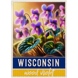 MyPuzzle State Flowers Series: Wisconsin, Wood Violet - Premium 1000 Piece Jigsaw Puzzle for Adults
