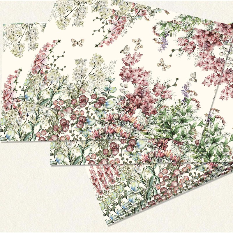 30 Pcs Retro Floral Disposable Placemats, Purple Bouquet Paper Placemats