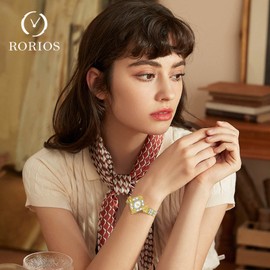 rorios Kreativ Women's Analogue Quartz Watch with Rhinestone Bracelet Waterproof Watch for Women Ladies, gold, Fashionable