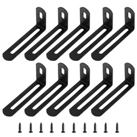 AUXBC 2.6"x1.3"x0.6"Adjustable Right Angle Brackets Metal L Bracket Heavy Duty 90 Degree Corner Fastener L-Shape Corner Brace Support Black Shelf Bracket , 10Pcs