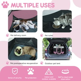 Dog Cat Playpen Indoor Outdoor for Puppy Pet Dog Cat Travel and Recovery After Surgery, Dog Enclosure Tent Crates Cage Indoor/Outdoor, Portable Pop Up Dog Kennel with Carrying Case(Pink, Medium)