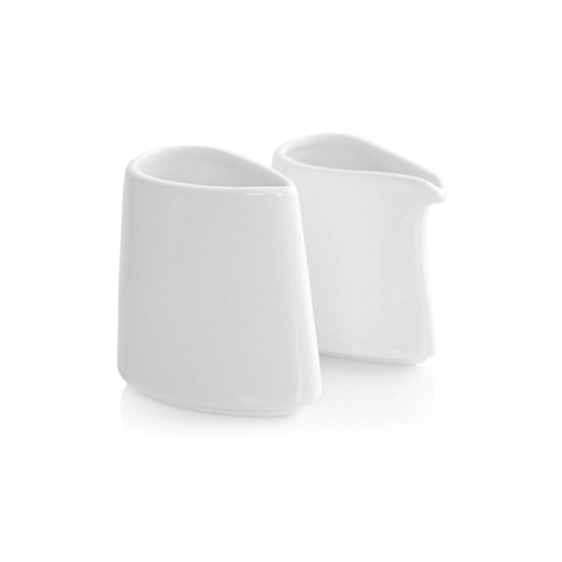 Tea Forte 2 Piece Mini Fine Porcelain White Sugar Dispenser