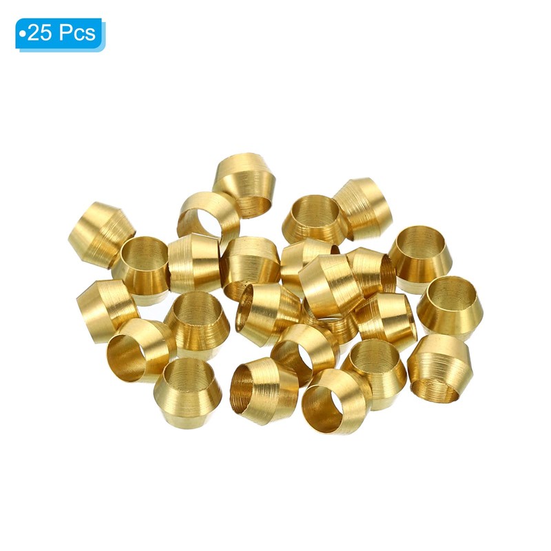 PATIKIL Brass 5mm Compression Sleeves Ferrules, 25 Pack Brass Ferrule