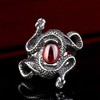 Ouroboros Snake Ring, Red Stone Snake Ring for Men, Coiled