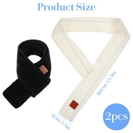 APLZGMG 2Pcs Warm Kids Winter Knit Scarves, Soft Knitted Neck Warmer Toddler Scarf, Child Warm Scarves Wrap for Boys Girls, Kid Christmas New Year Gifts (Black, Beige)