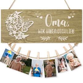 KAIRNE Oma Holzschild mit Spruch,Oma Geschenk,Oma Geburtstagsgeschenk,DIY Oma Wir Haben Dich Lieb Wand Deko für Wohnzimmer Schlafzimmer,Personalisierte Geschenke für Oma von Enkelkindern Enkelkinder