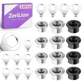 ZeriLion 24 PCS Bike Axle Nut and Washer Kit - M8 M9.5 M10 Bicycle Replacement Parts - Mountain & Road Wheel Nuts Bolts Set - Universal Fit Bike Upgrades
