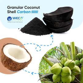 WECO WECO Granular Activated Carbon Water Filter Powder - Coconut Shell Carbon - Removes Chlorine, Chloramine, Odor, and Turbidity - Granular Activated Carbon Water Filter - 1 cu.ft (8 x 30 MESH)