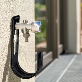 Relaxdays Hose Holder, Set of 4, for 30 m Hose, Hose Holder for Tap and Wall, HBT 22 x 7.5 x 10 cm, Black