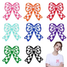 Pack of 8 bow patches, embroidered iron-on patches for clothing, cute decorative patches for sewing on homemade clothing, hats, bags, jackets, jeans (8 colours)