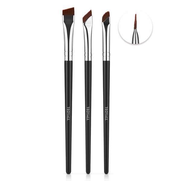 TEOYALL Angled Eyeliner Brushes Set, 3 PCS Ultra Thin Slanted