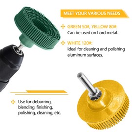 6Pcs 2 Inch Bristle Disc 50 80 120 Grit Abrasive Brush Disc with 1/4 Inch Shank Polishing Grinding Wheel Disc Drill Rotary Tool Accessories for Burr Rust Removal