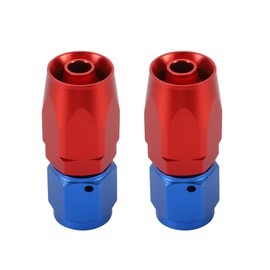 TOMALL 6AN Hose End Fitting Straight Swivel Aluminum 2PCS for Braided Fuel Oil Gas Line Hose End (Red&Blue)
