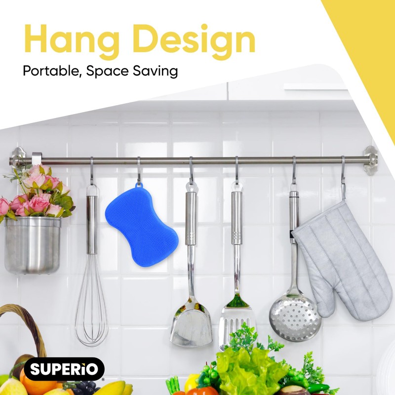 Silicone Heat Resistant Dishwasher Sponge, Fruit Cleaner, Vegetable Washer, Non