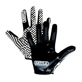 Battle Sports Chameleon Football Receiver Gloves, Adult & Youth, Premium Grip, Breathable Mesh (Black/White, Small, Adult)