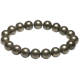 EPSAA Natural Natural Pyrite 8MM rondelle smooth 7inch Semi-Precious Gemstones Beaded Bracelets for Men Women Healing Crystal Stretch Beaded Bracelet Unisex, 7" Inches, Stone, natural pyrite