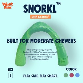 WEST PAW Seaflex Snorkl Dog Tug Chew Toy for Moderate Chewers, Made in USA, 8.25" Large, Emerald