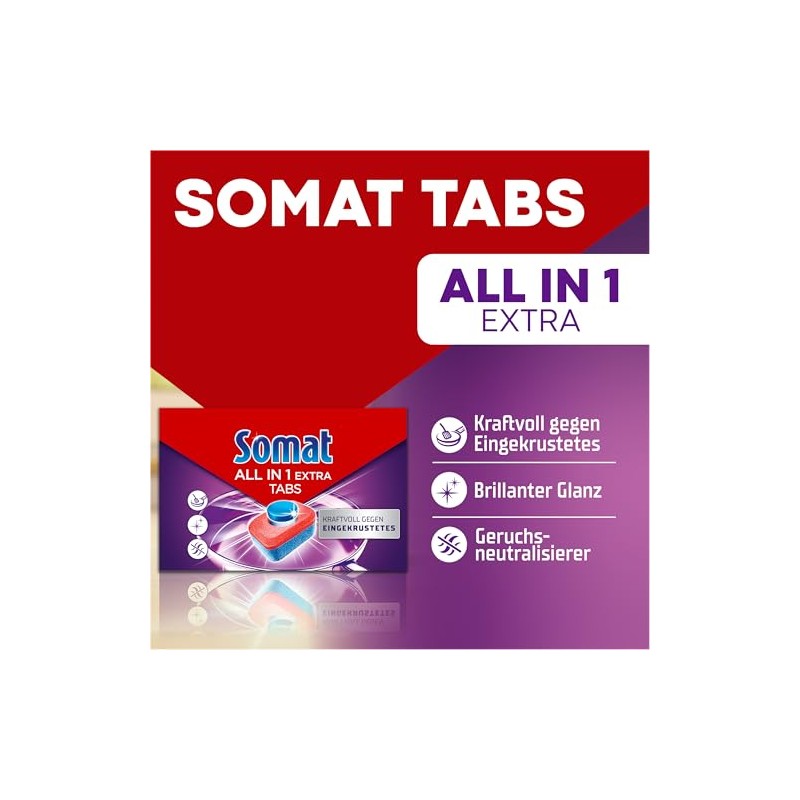Somat All in 1 Extra Dishwasher Tabs (92 Tabs), Dish