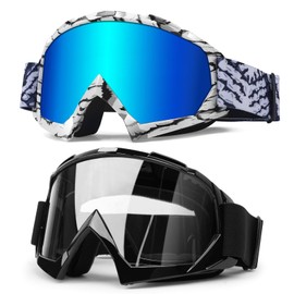 XYOP Motocross Helmet Goggles for ATV Dirt Bike Riding,Motorcycle Racing Glasses UV400 Anti-Fog Scratch Impact Resistant Safety Goggles for Men & Women 2-Pack