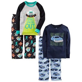 Simple Joys by Carter's Baby Boys' Toddler 4-Piece Pajama Set, Racer Cars/Space, 2T
