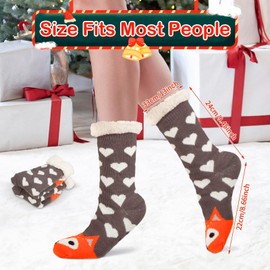 Cuddly Socks Women's Fluffy Socks Christmas Socks Winter Warm Non-Slip Stopper Socks Bed Socks House Socks Non-Slip Socks Hut Socks Thick Socks for Women Christmas Home Gift, multicoloured