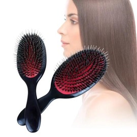 1PC 타원형 멧돼지 강모 & 나일론 헤어 빗 미니 정전기 방지 두피 마사지 브러시 살롱 케어 스타일링 도구 [04 Pink2] 1PC Oval Boar Bristle & Nylon Hair Comb Mini Anti-Static Scalp Massage Brush Salon Care Styling Tool [04 Pink2]