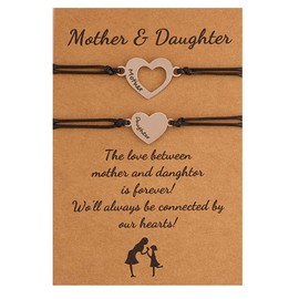 YangQian Mother Daughter Bracelets Set for 2 Matching Bracelets for Mom and Daughter Gift from Mom Daughter Heart Bracelets for Women