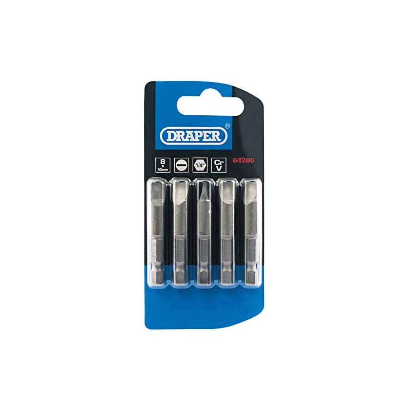Draper 64012 6.5mm 1/4" Hex Plain Slot Insert Bit 25mm