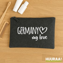 Huuraa Kulturbeutel Germany My Love Geschenk 1 Liter Charcoal Filz Germany Geschenkidee