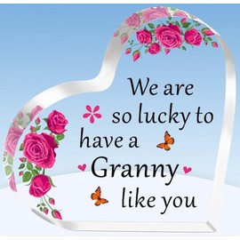 TTOVEN Granny Gifts Mothers Day Gifts Granny Birthday Gifts We Are So Lucky to have a Granny Like You Heart Shaped Acrylic