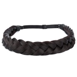Gledola Two Strand Synthetic Hair Headband Hair Braid Natural Looking Headband for Women (Chocolate)