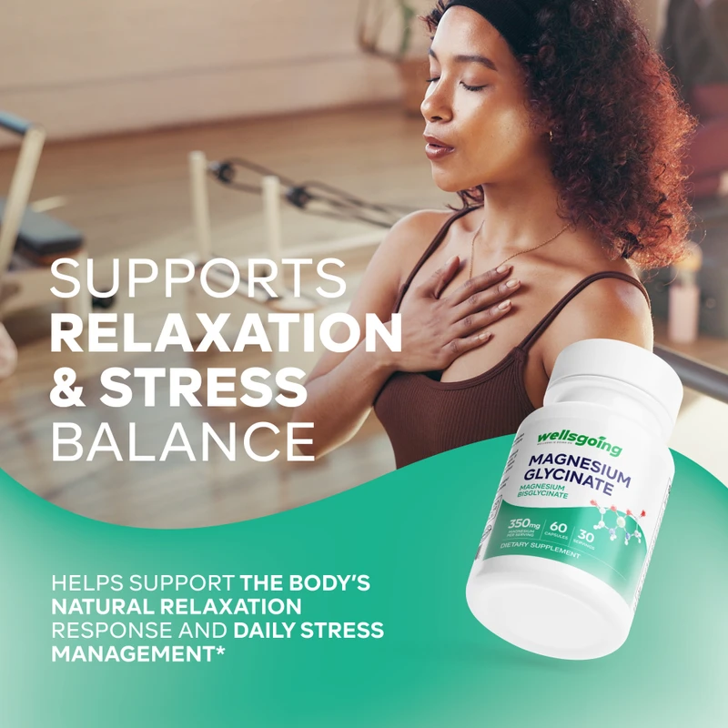 Wellsgoing Magnesium Glycinate Supplement, Chelated Magnesium for Muscle, Nerve &