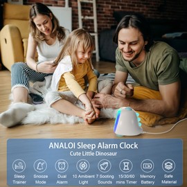 Alarm Clock for Kids, Kids Night Light with 3 Brightness 10 Color Mode Night Light Dual alarm Snooze Mode Sleep Training Adjustable Volume Memory Battery Sleep Timer, Birthday Gifts for Boys Kids