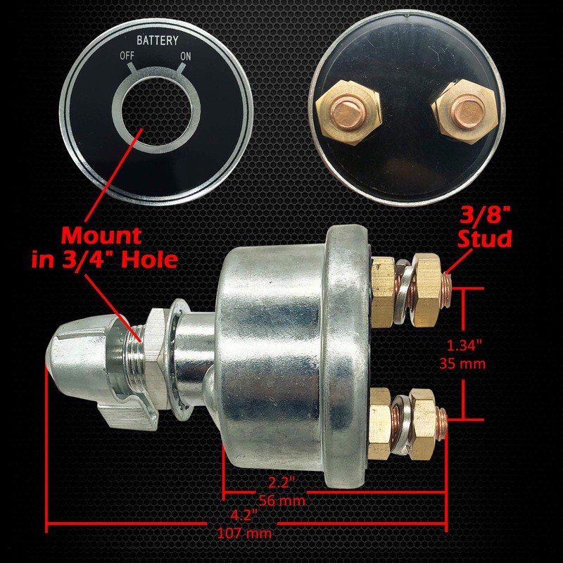 Ampper Battery Disconnect Switch 12V - 48V, Master Battery Switch