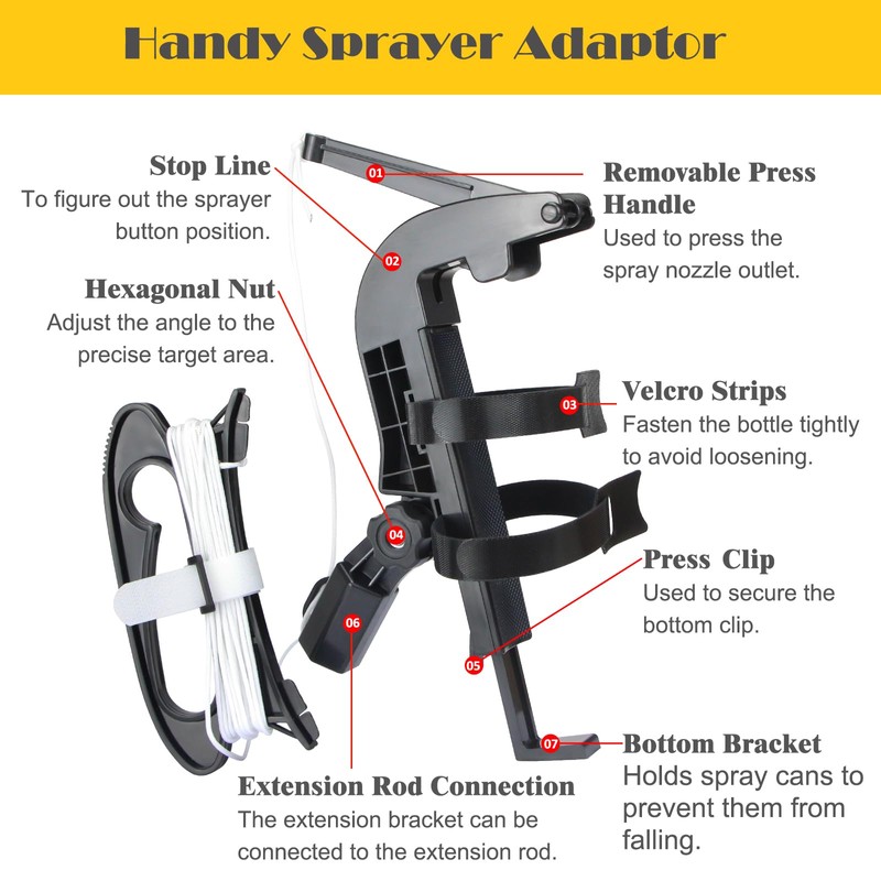 Spray Can Extension Pole Adaptor, Adjustable Sprayer Adaptor for Wasp