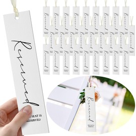 Maitys 36 Pcs Reserved Seating Tag with Ribbon Wedding Chair Tags Signs for Ceremony Reserved Seat Sign Hanging with Ribbon for Wedding Important Events Church Pews Ceremony Seating(White)
