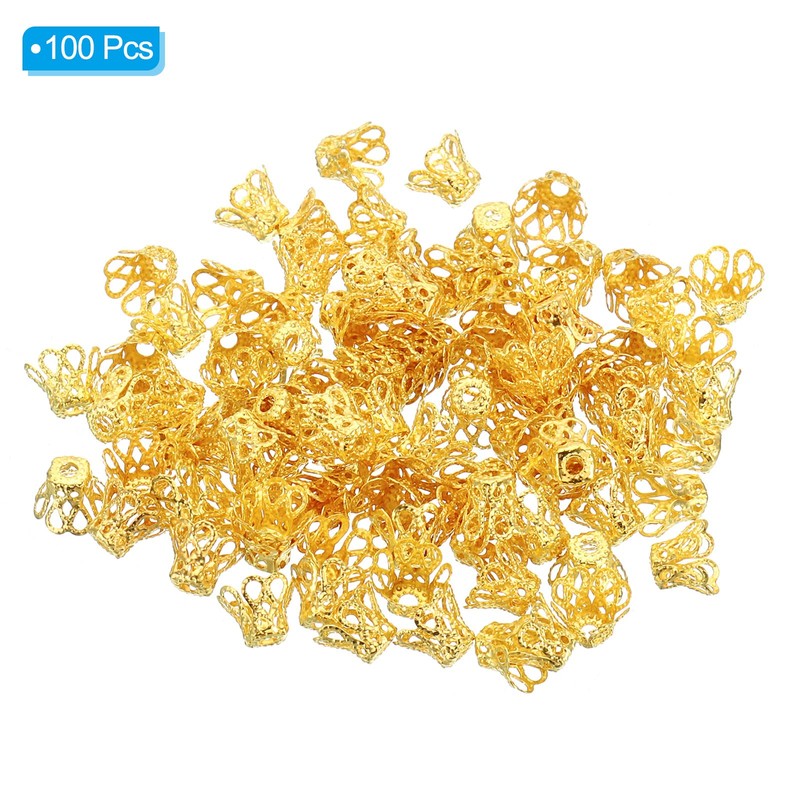 PATIKIL 100 Pcs 8x7mm Hollow Metal Earring Bracelet Necklace DIY